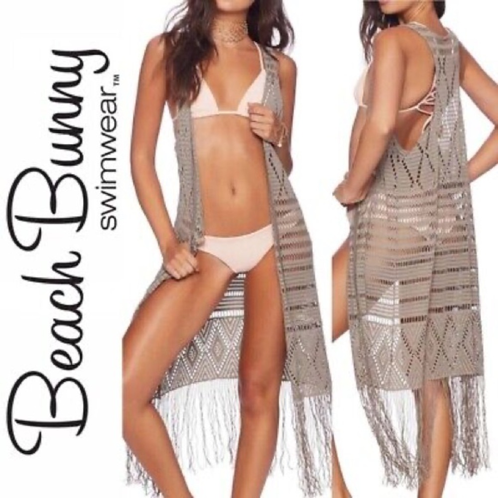 Beach Bunny white duster boho Swim Coverup